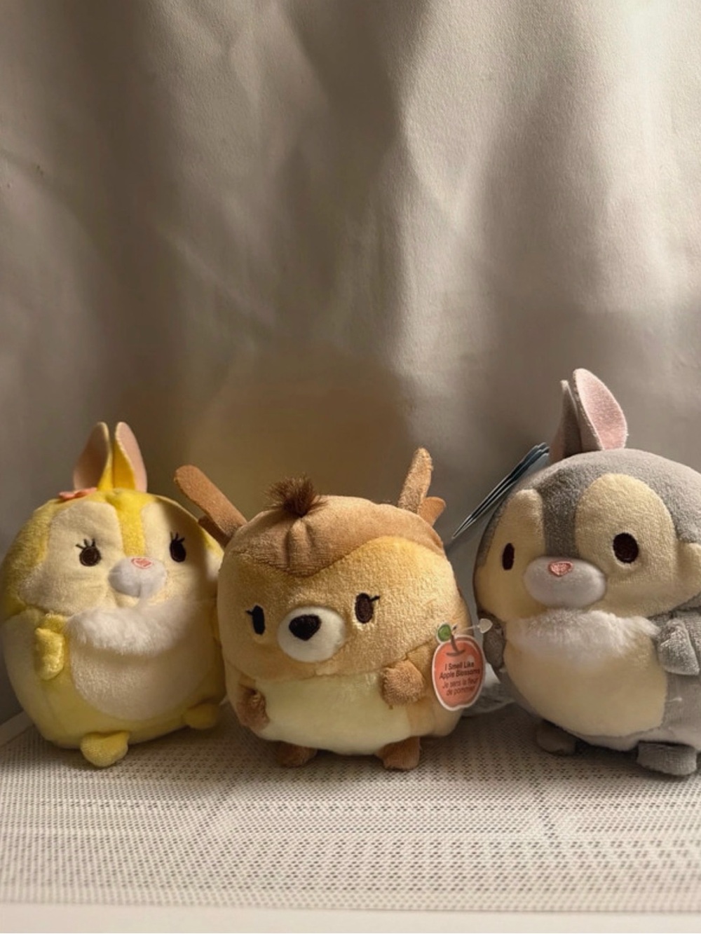 Disney Plush Trio - Yellow, Brown, Gray Round Animal Plushies